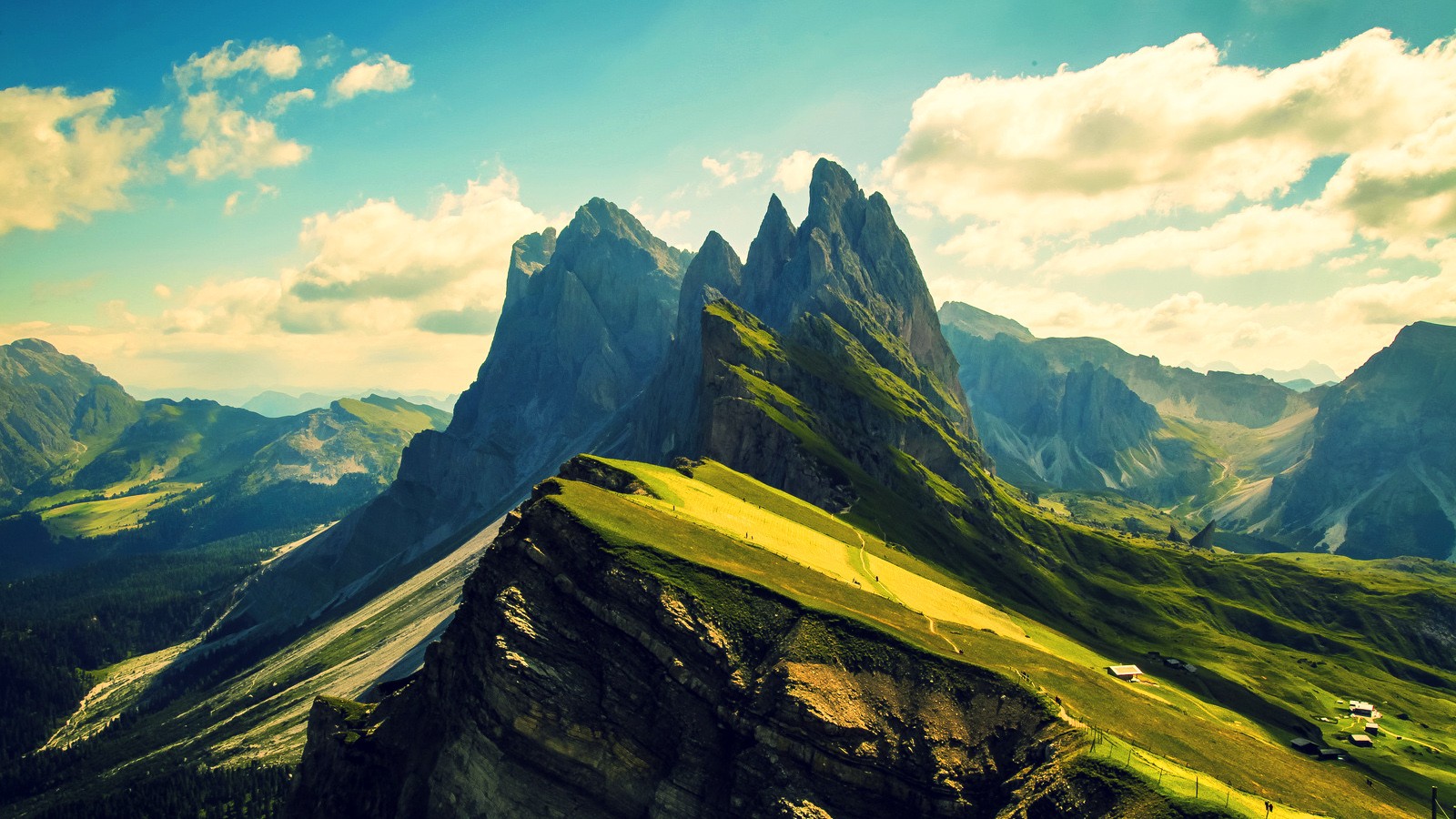 Nature Hills Landscape Mountains Ridges Dolomites Mountains Green Clouds Sky Rocks Photography 1600x900