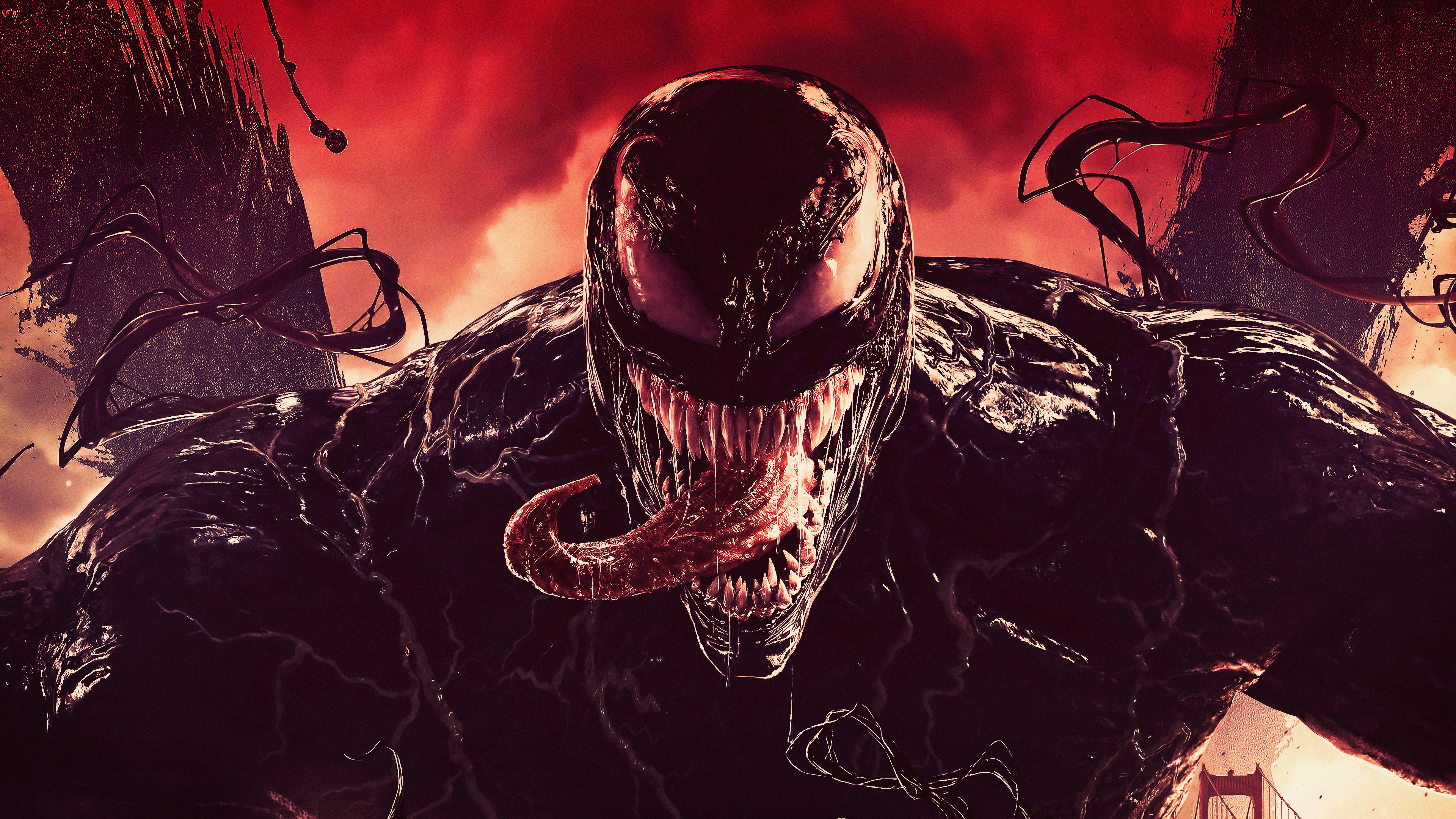 Venom Comics Artwork Saliva Marvel Comics Horror Transformation Red Digital Art Spider Tongue Out Sp 3840x2160