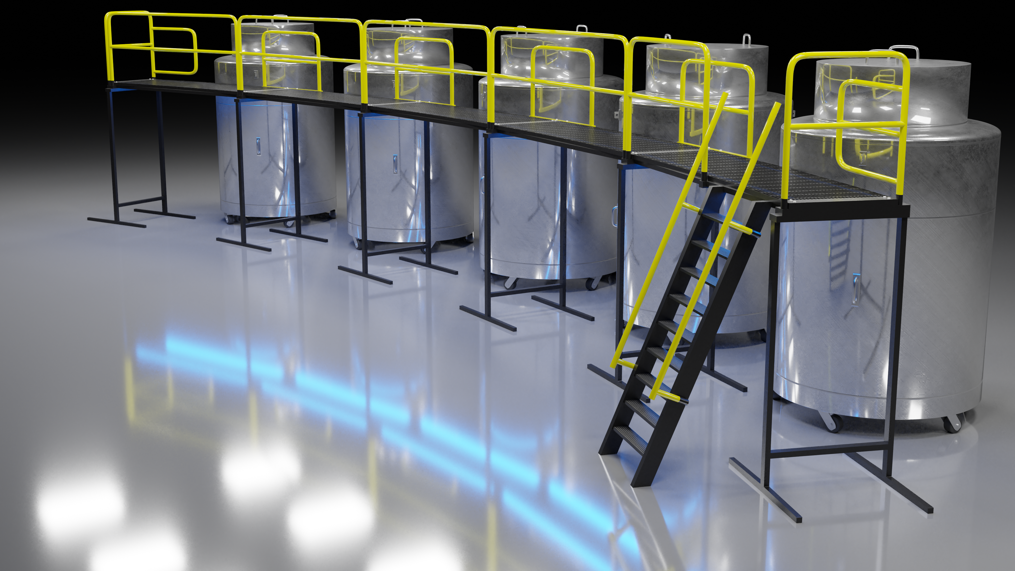 Cryonics Cryonics Institute 3D Graphics Blender Warehouse Facility Ladder Scaffolding Platform Steel 3840x2160