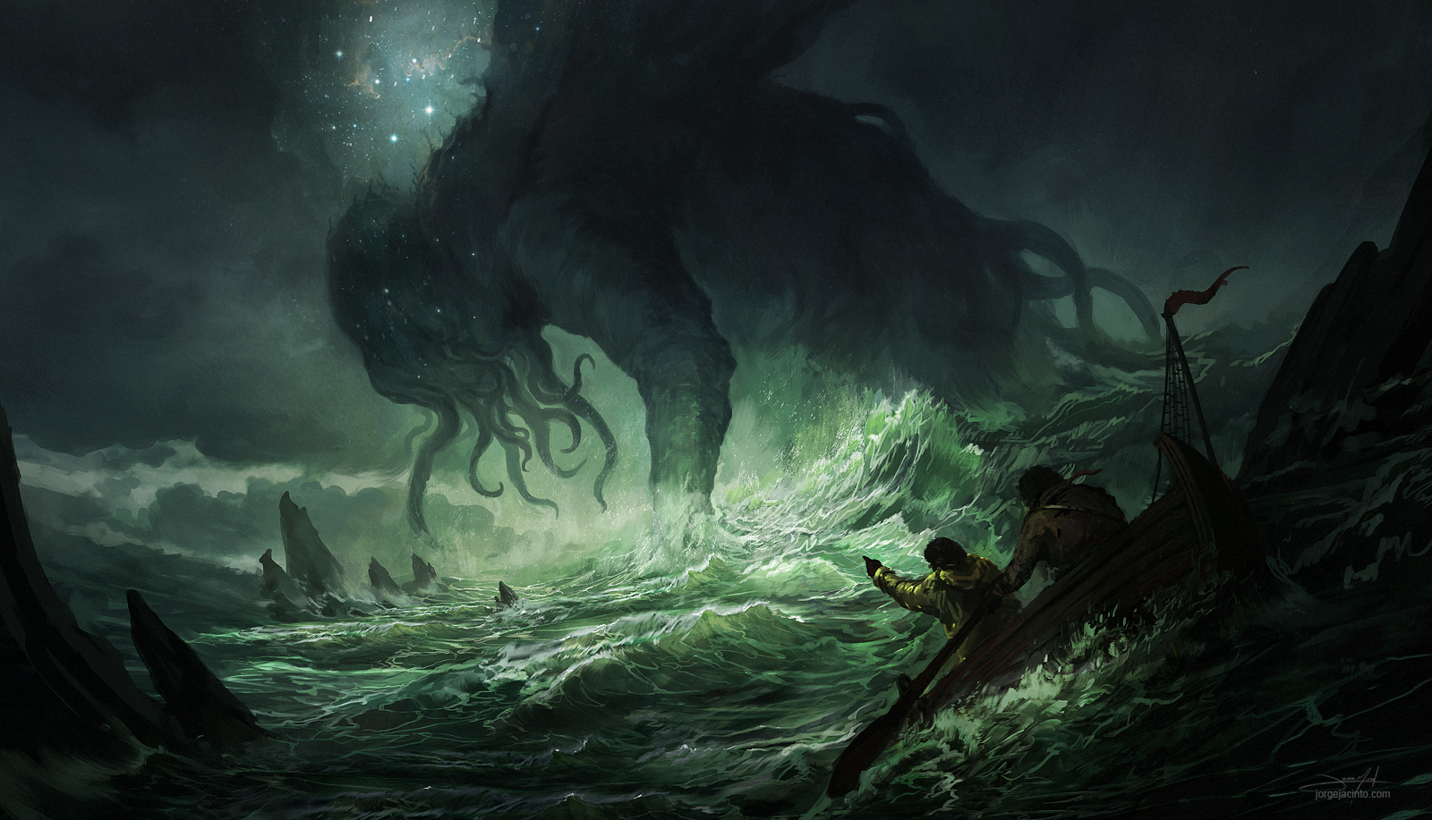 Cthulhu Call Of Cthulhu H P Lovecraft Science Science Fiction Horror Space Sea Monsters Sea Storm Ar 1600x917