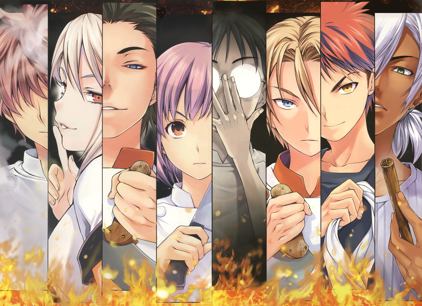 Shokugeki No Souma Anime Hayama Akira Ibusaki Shun Aldini Takumi Aldini Isami Nakiri Alice Yukihira  1792x1300