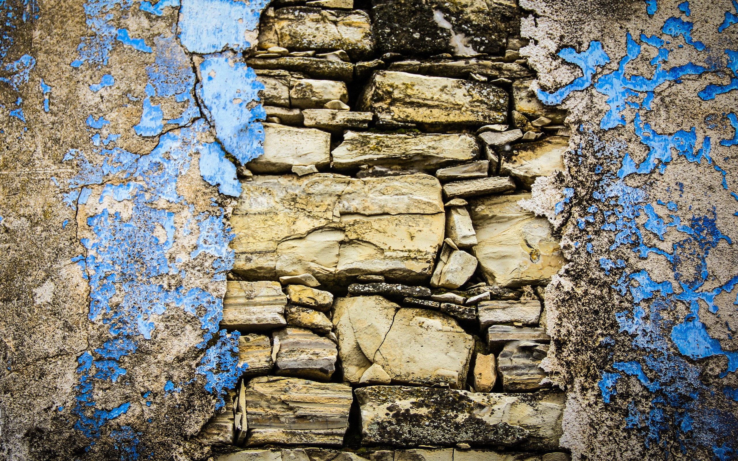 Wall Texture Blue Cracked Stones Rocks 2560x1600