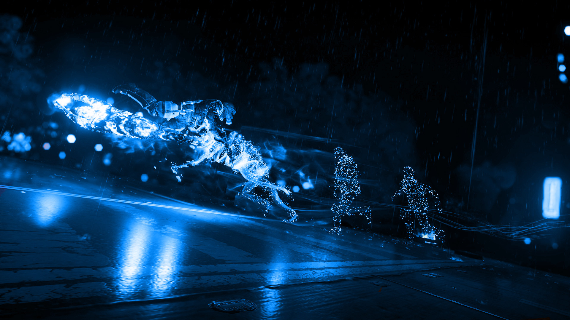Hologram Night Rain Blue 1920x1080