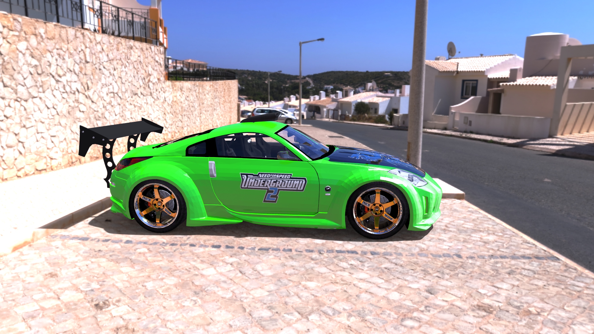 Nissan 350Z Need For Speed Video Games Vehicle Car Nissan Fairlady Z Nissan Side View Green Cars Str 1920x1080