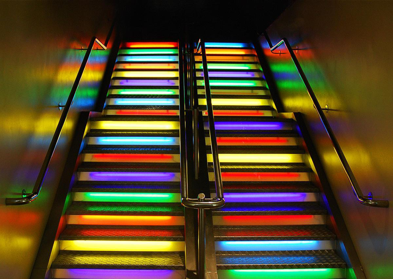 Colorful Lights Stairway Metal 1280x909