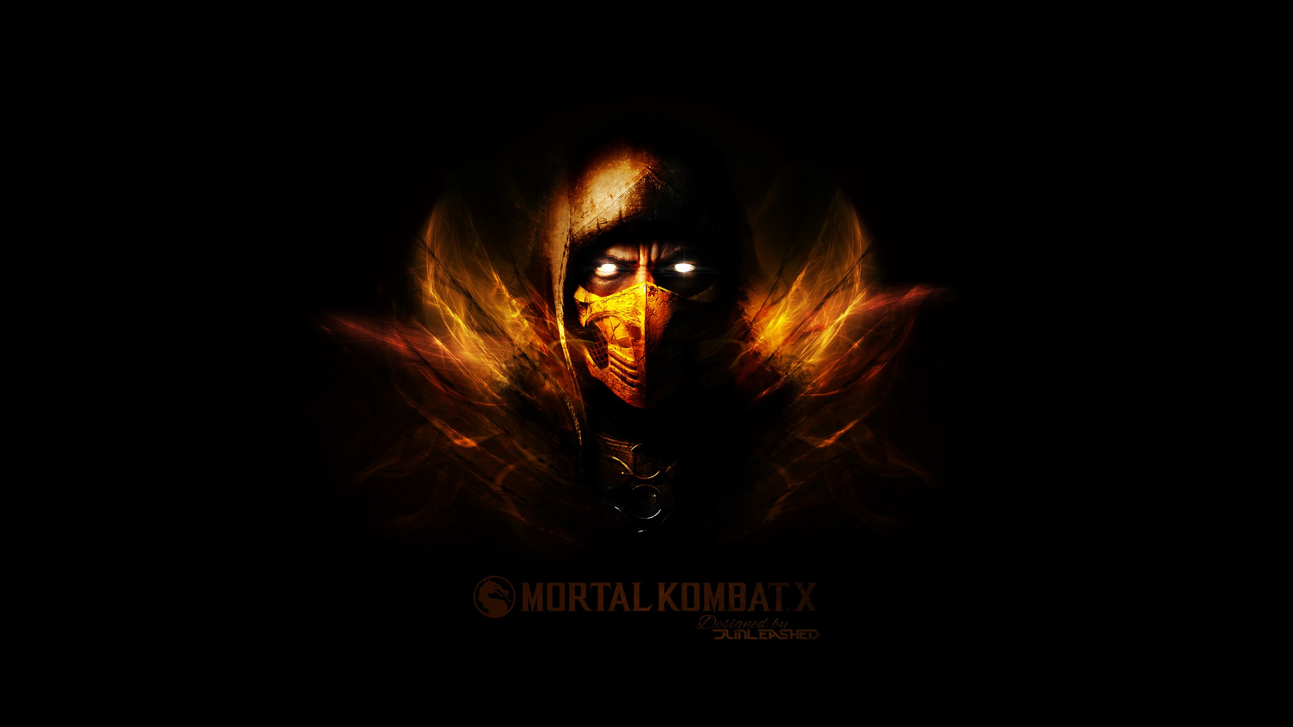 Video Games Mortal Kombat X Mortal Kombat Simple Background Scorpion Character 2560x1440
