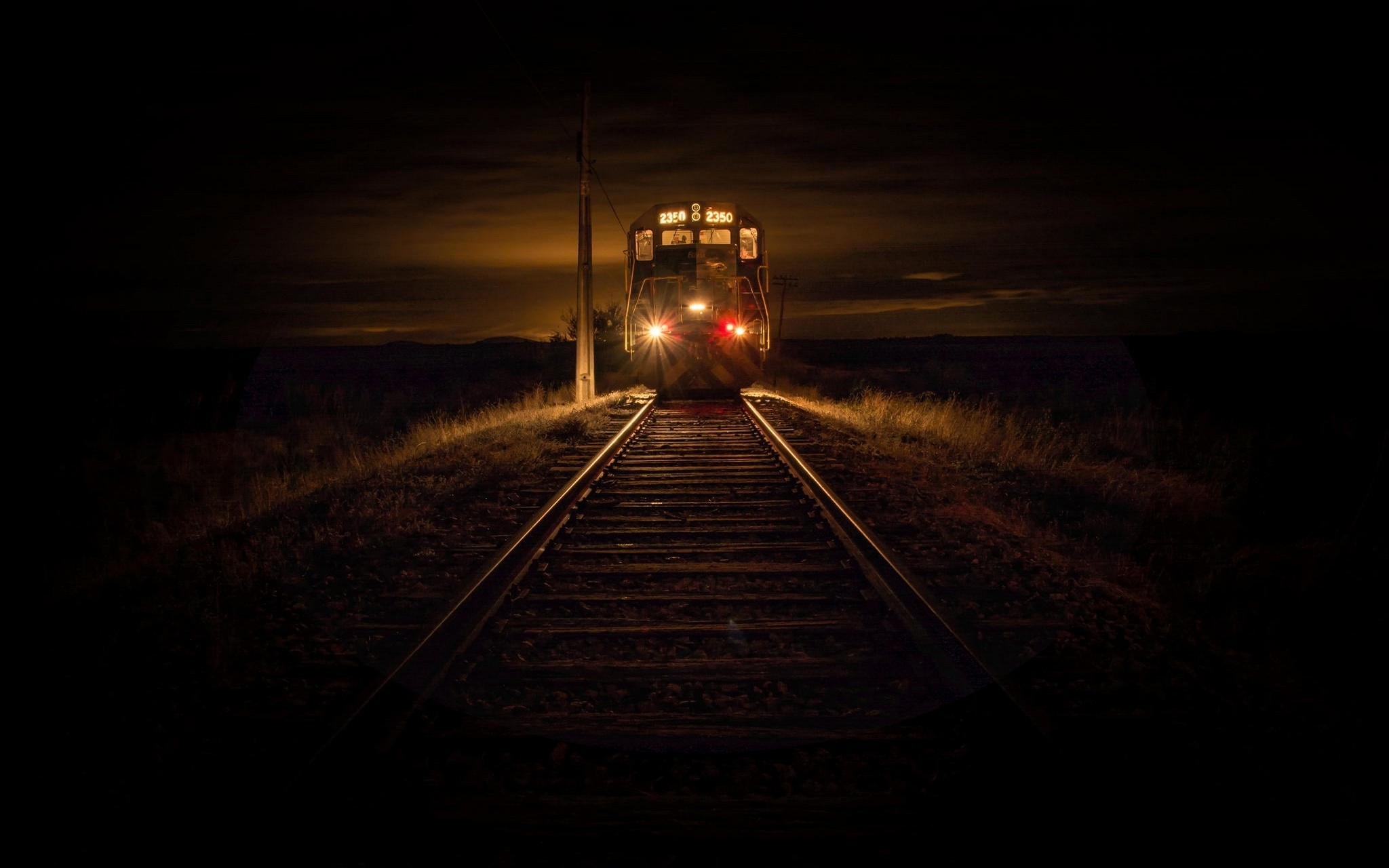 Landscape Nature Train Railway Dry Grass Lights Evening Technology Chile Diesel Locomotive Night Dar 2048x1280
