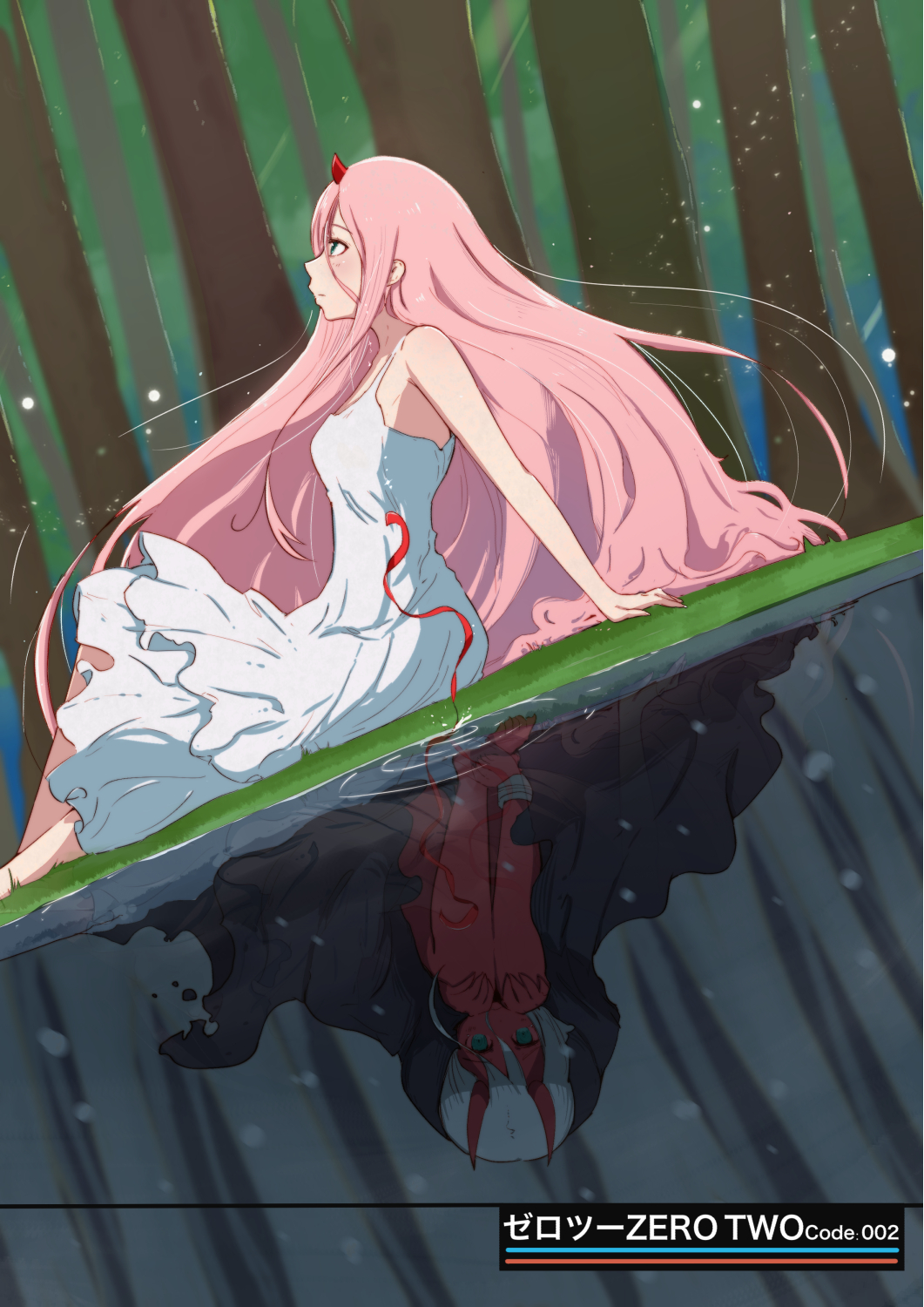 Darling In The FranXX Anime Girls Zero Two Darling In The FranXX White Dress Long Hair 2D Pink Hair  1061x1500