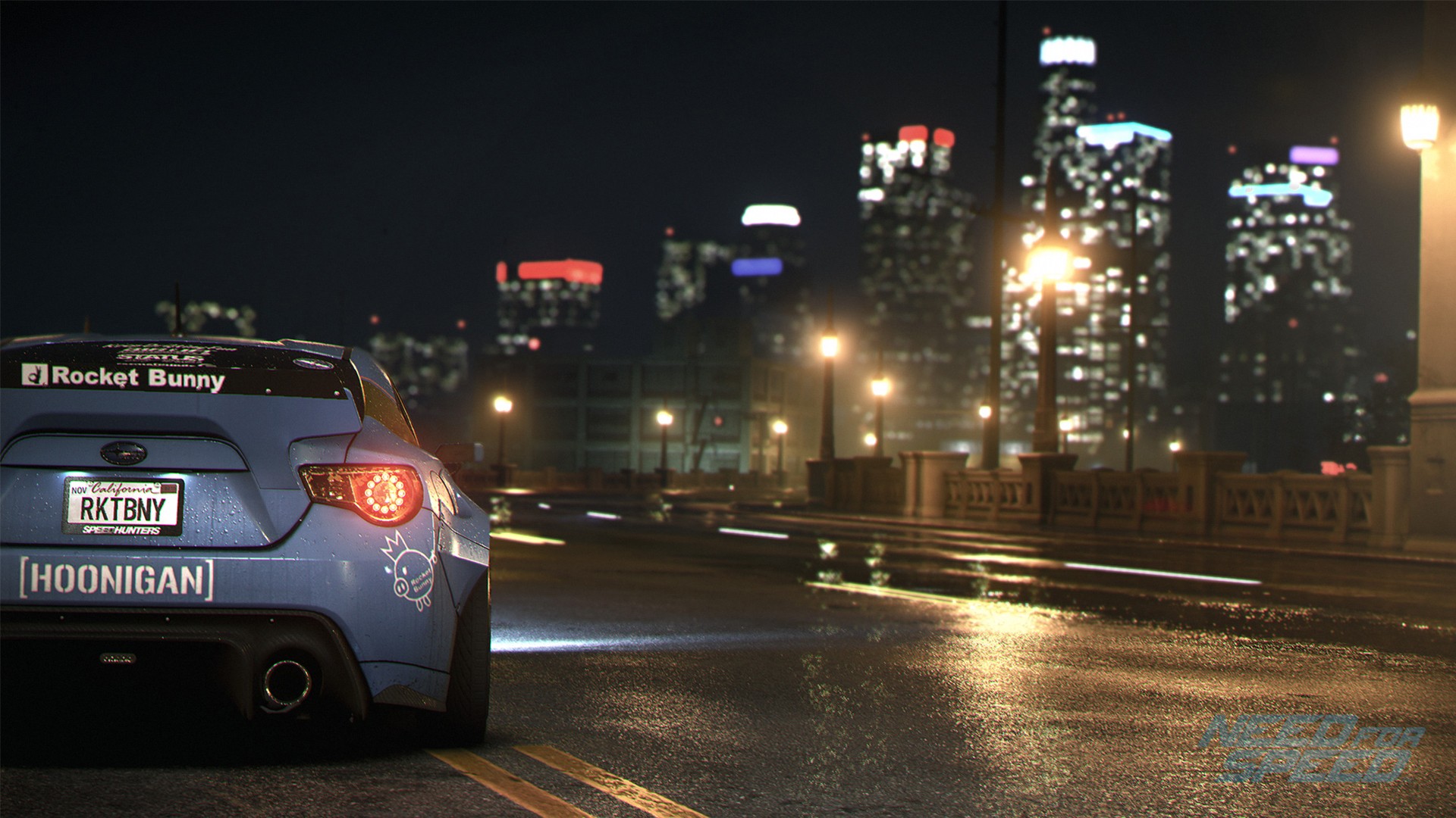 Need For Speed 2015 Video Games Car Subaru BRZ Toyobaru Rear View Wet Road 1920x1080