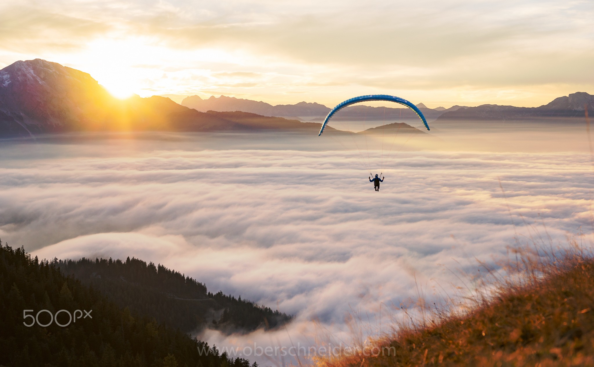 Landscape Mountains Clouds Sunrise Parachutes 2048x1266