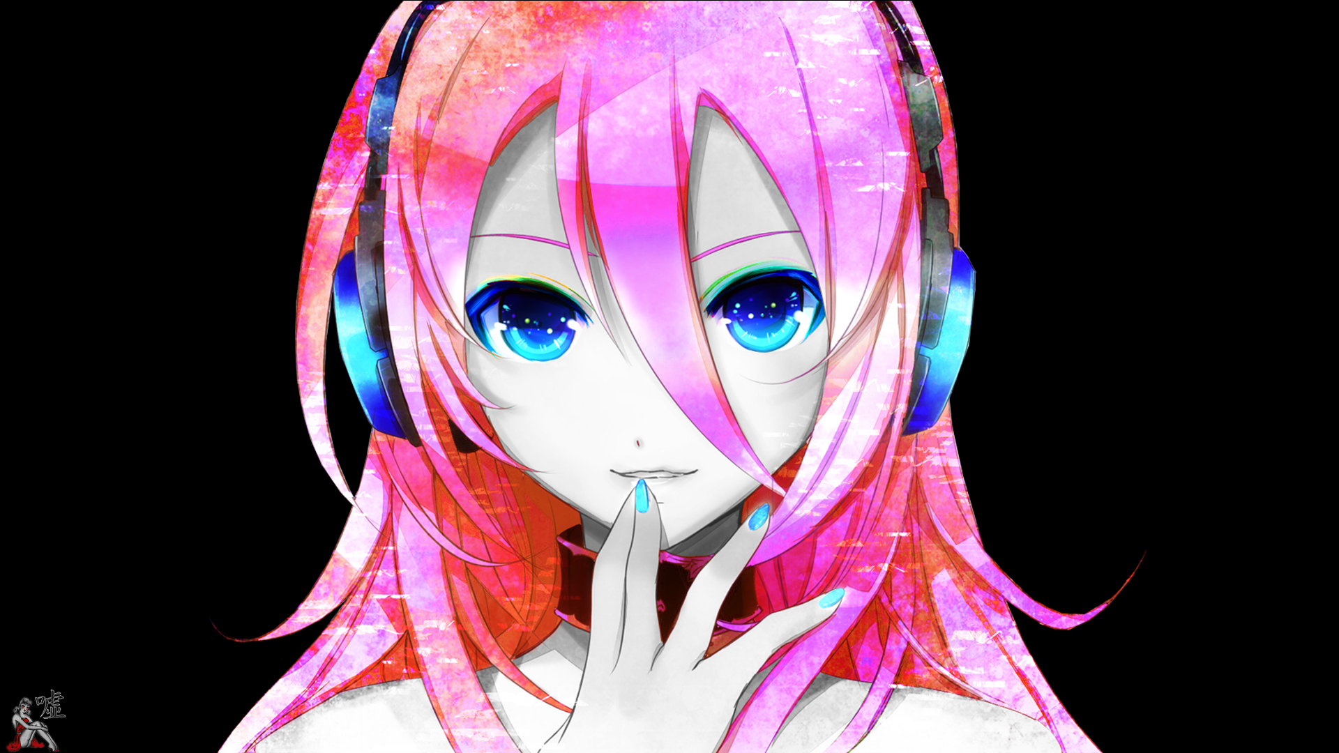 Anime Vocaloid Lily Vocaloid Anime Girls Blue Eyes Headphones Painted Nails 1920x1080