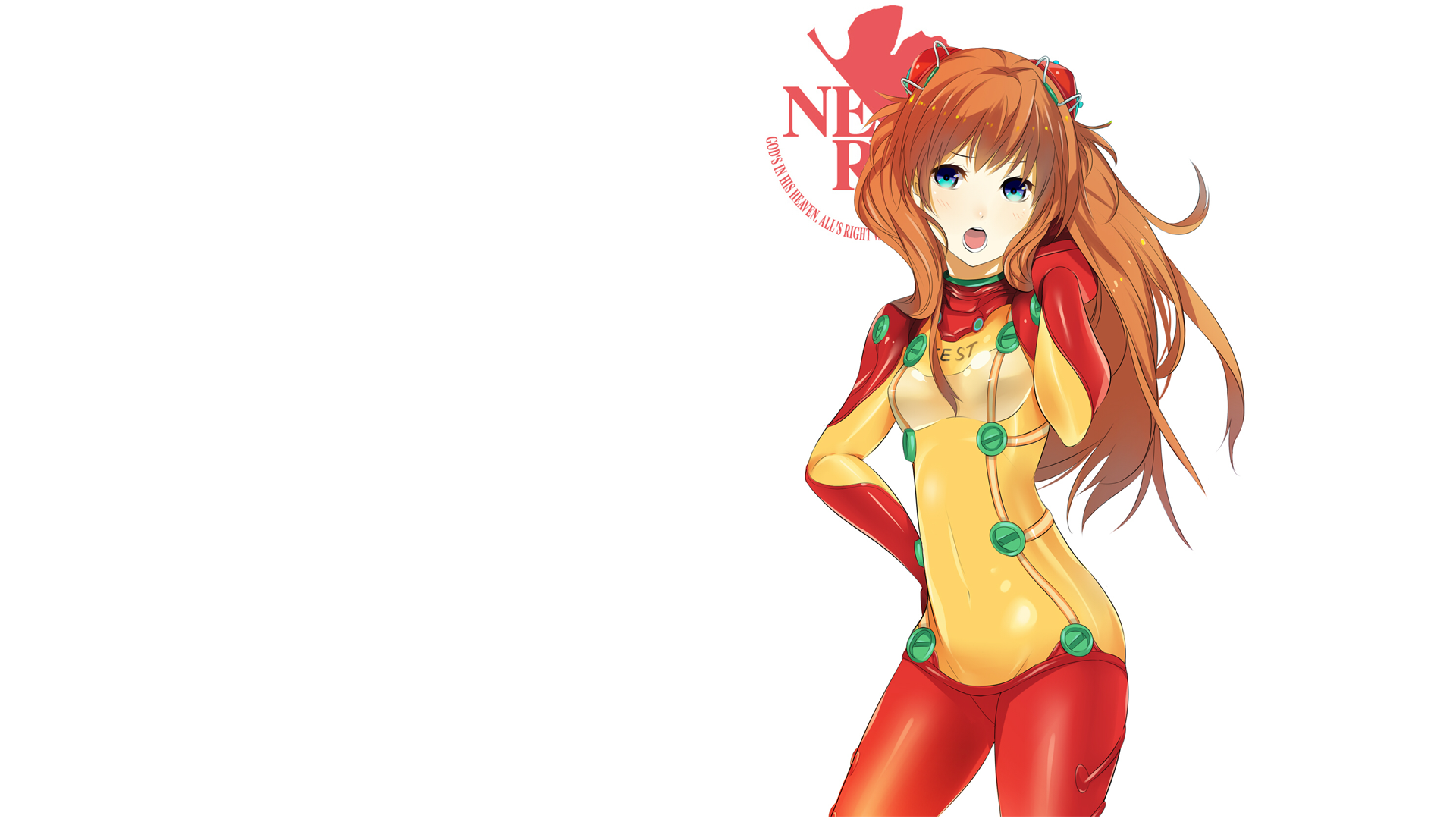 Asuka Langley Shikinami Asuka Langley Soryu Neon Genesis Evangelion Nerv White Background Plugsuit R 1920x1080