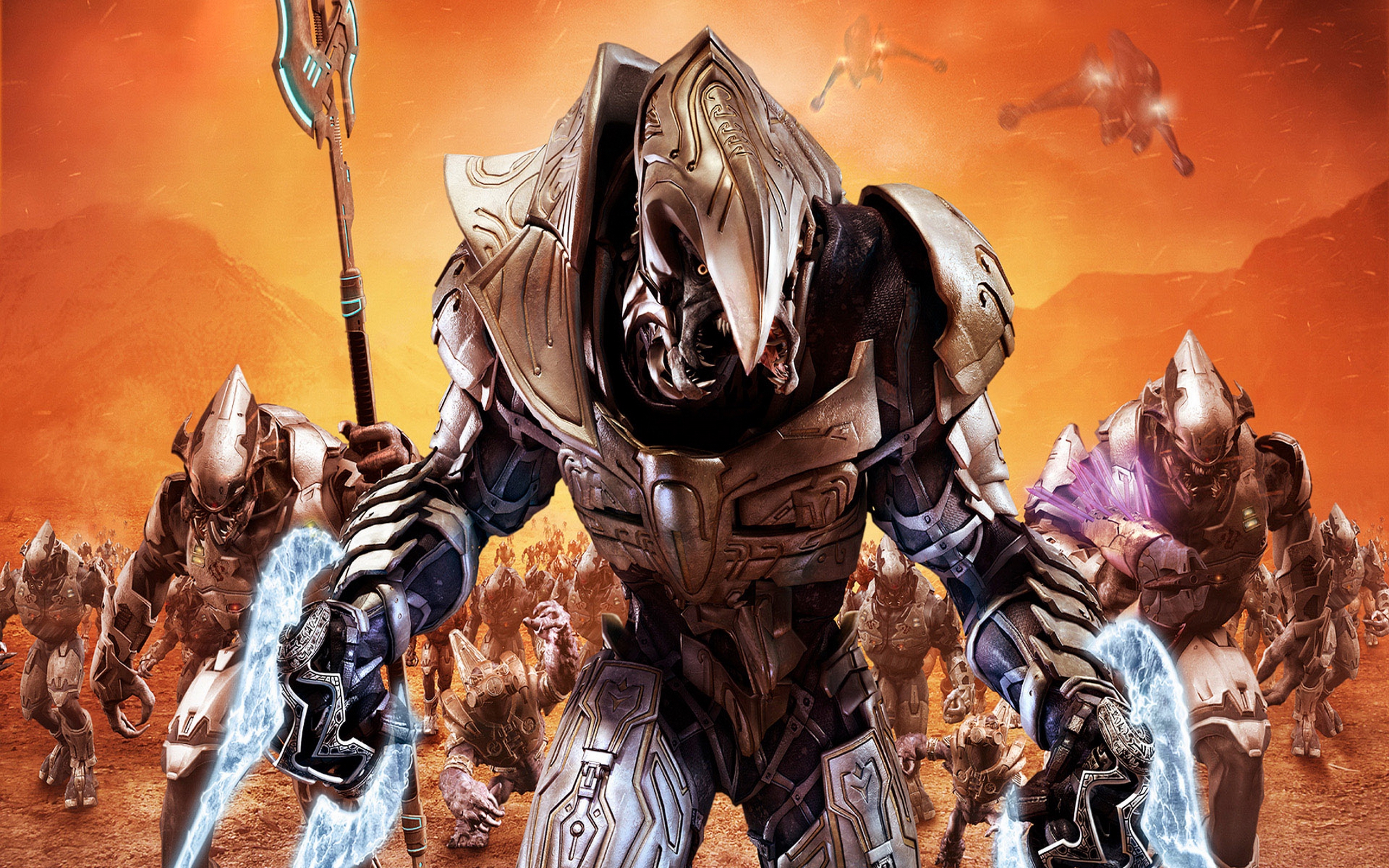 Video Games Futuristic Armor Halo Sword Energy Sword Aliens Sangheili Covenant Banshee Halo Grunt Ha 2560x1600
