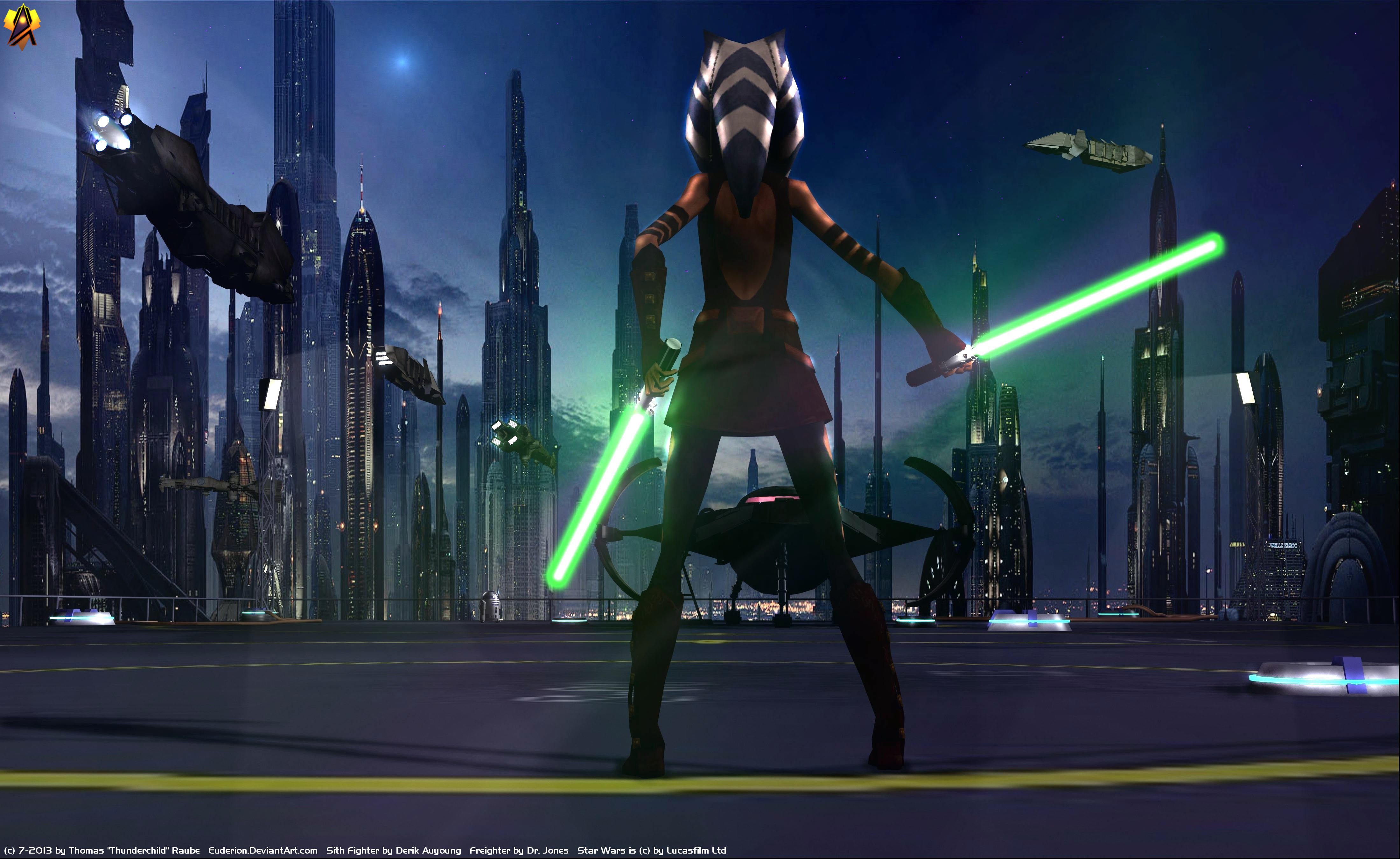 Star Wars Jedi Girl Woman Sci Fi Lightsaber Ahsoka Tano 4400x2700