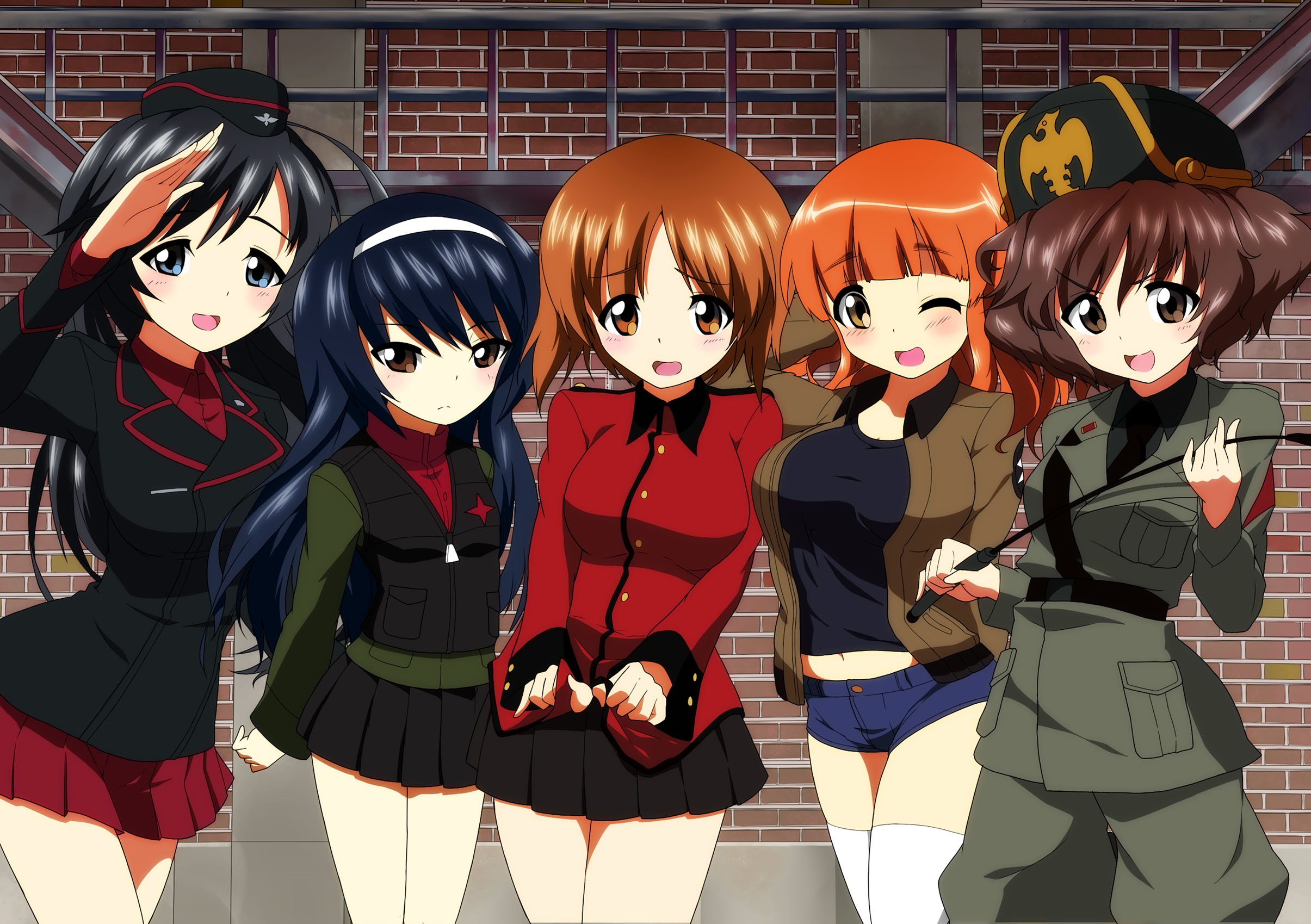 Anime Girls Anime Girls Und Panzer Akiyama Yukari Nishizumi Miho Reizei Mako Takebe Saori Uniform Is 2410x1699