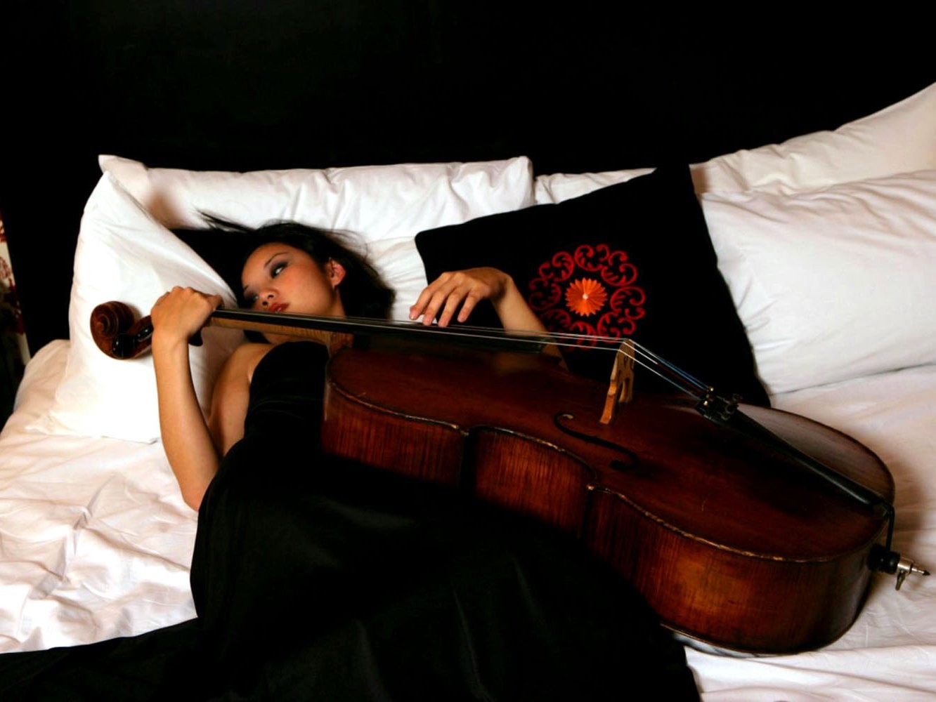 Cello Women In Bed Musical Instrument Asian 1332x1000