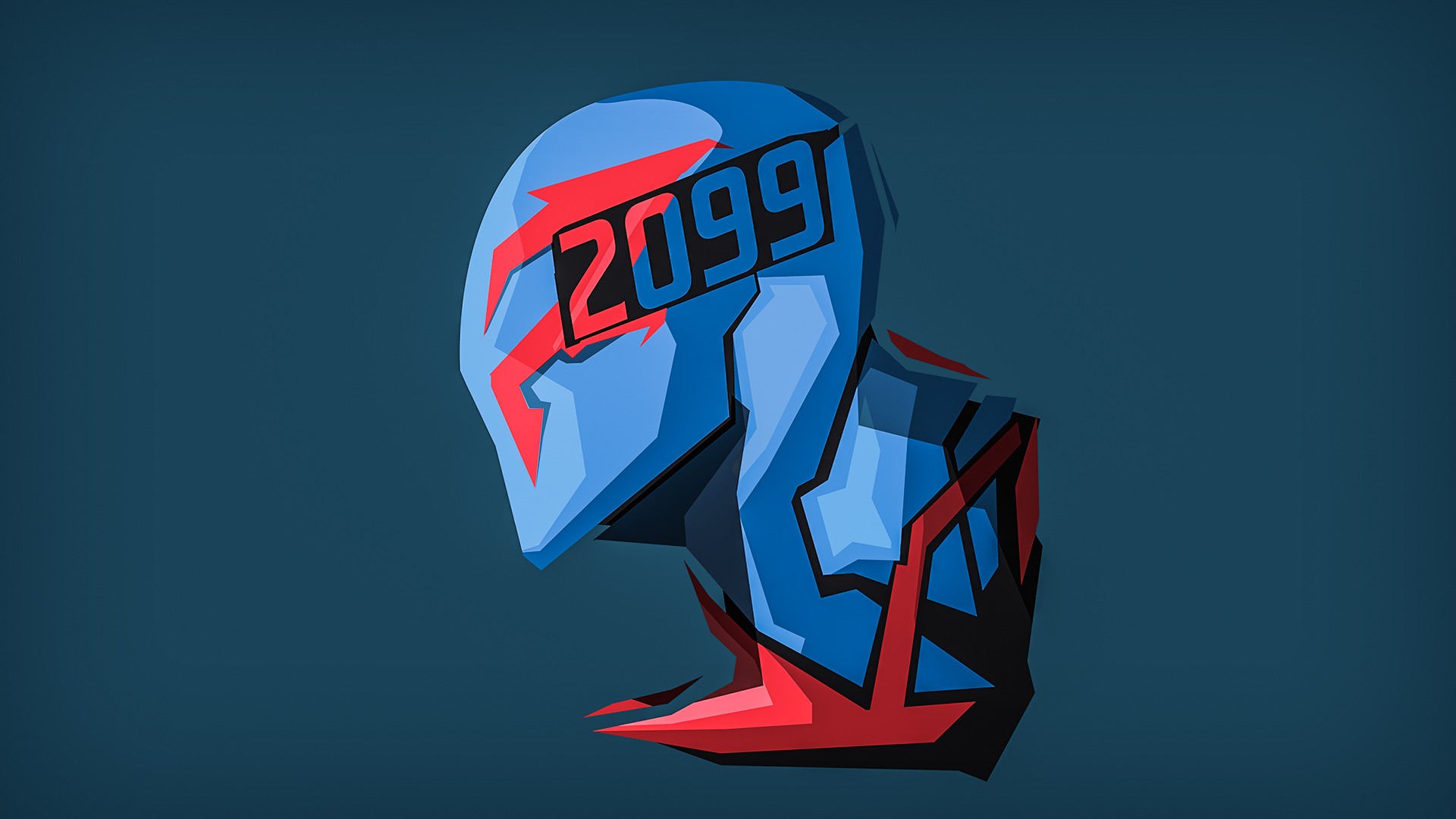 Spider Man 2099 Spider Man Numbers Blue Background Bosslogic 1920x1080