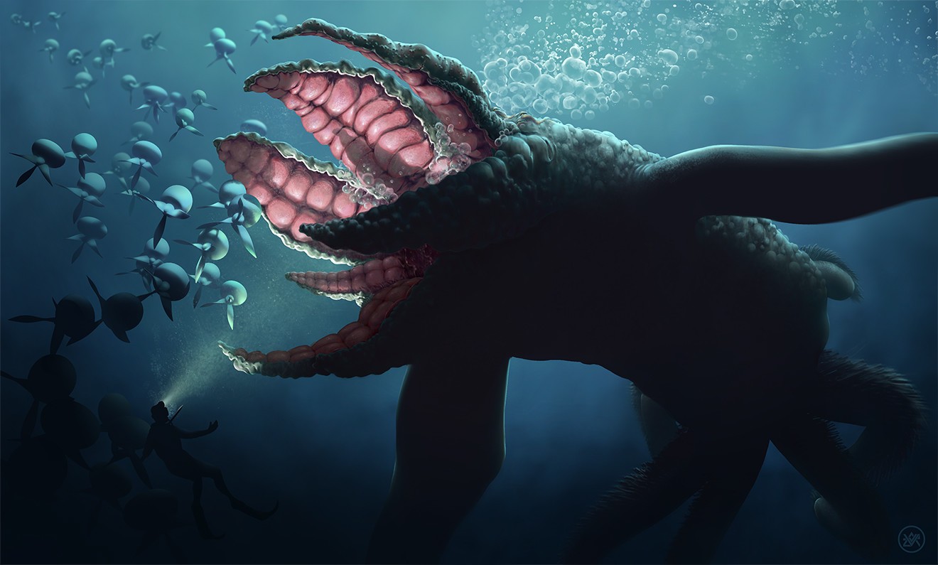Digital Art Animals Nature Sea Underwater Sea Monsters Fish Bubbles Divers Lights Leviathan 1320x795