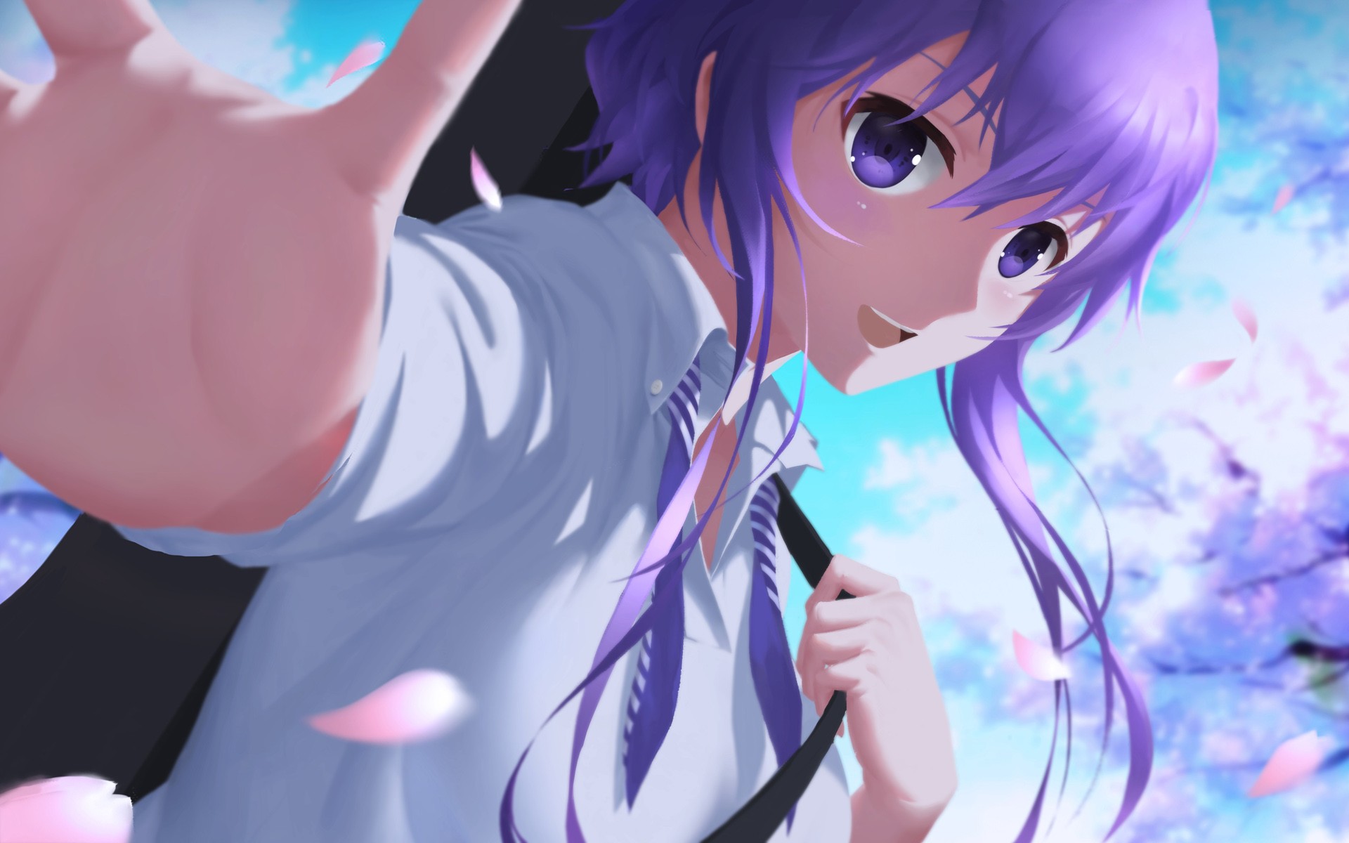 Anime Girls Anime Saenai Heroine No Sodatekata Hyoudou Michiru Purple Eyes Purple Hair 1920x1200
