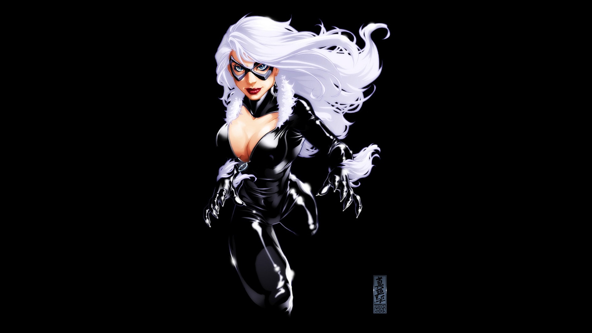 Black Cat Character Marvel Comics Illustration Costumes Black Background 1920x1080