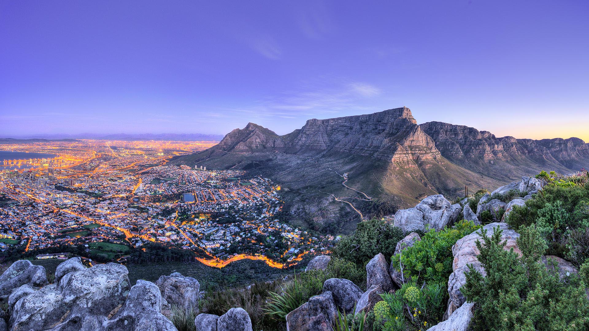Landscape Hill South Africa Mountains Town Cape Town 1920x1080