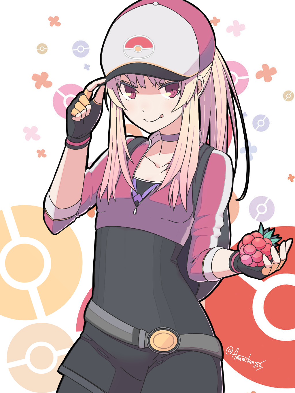 Anime Anime Girls Pokemon Pokemon Go Pokemon Trainers Long Hair Fruit Blonde Baseball Caps Red Eyes  1024x1365