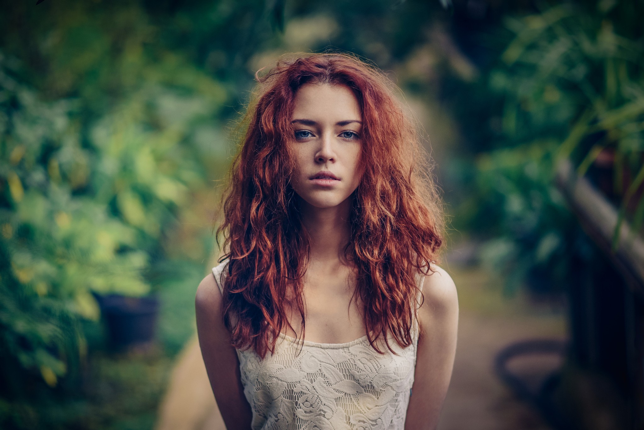 Women Redhead Portrait Anna Zabolotskaya Fall Model Maxim Guselnikov Frontal View 2048x1367