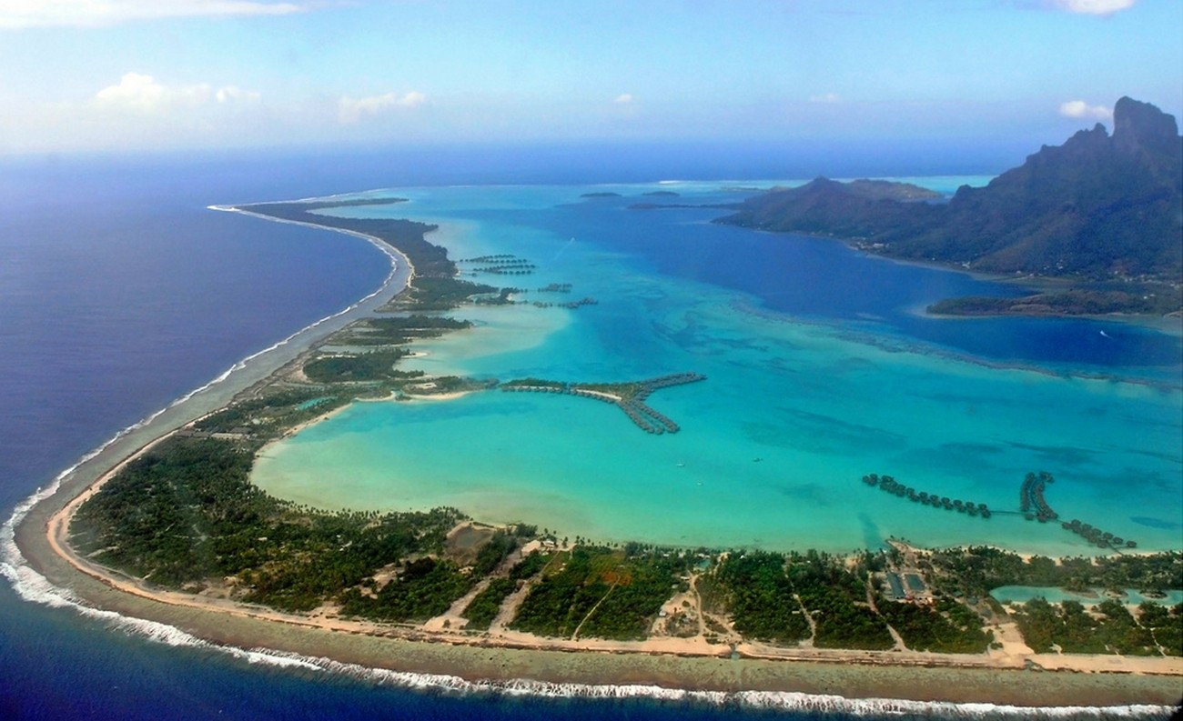 Nature Landscape Aerial View Island Tropical Beach Sea Bora Bora French Polynesia 1300x793