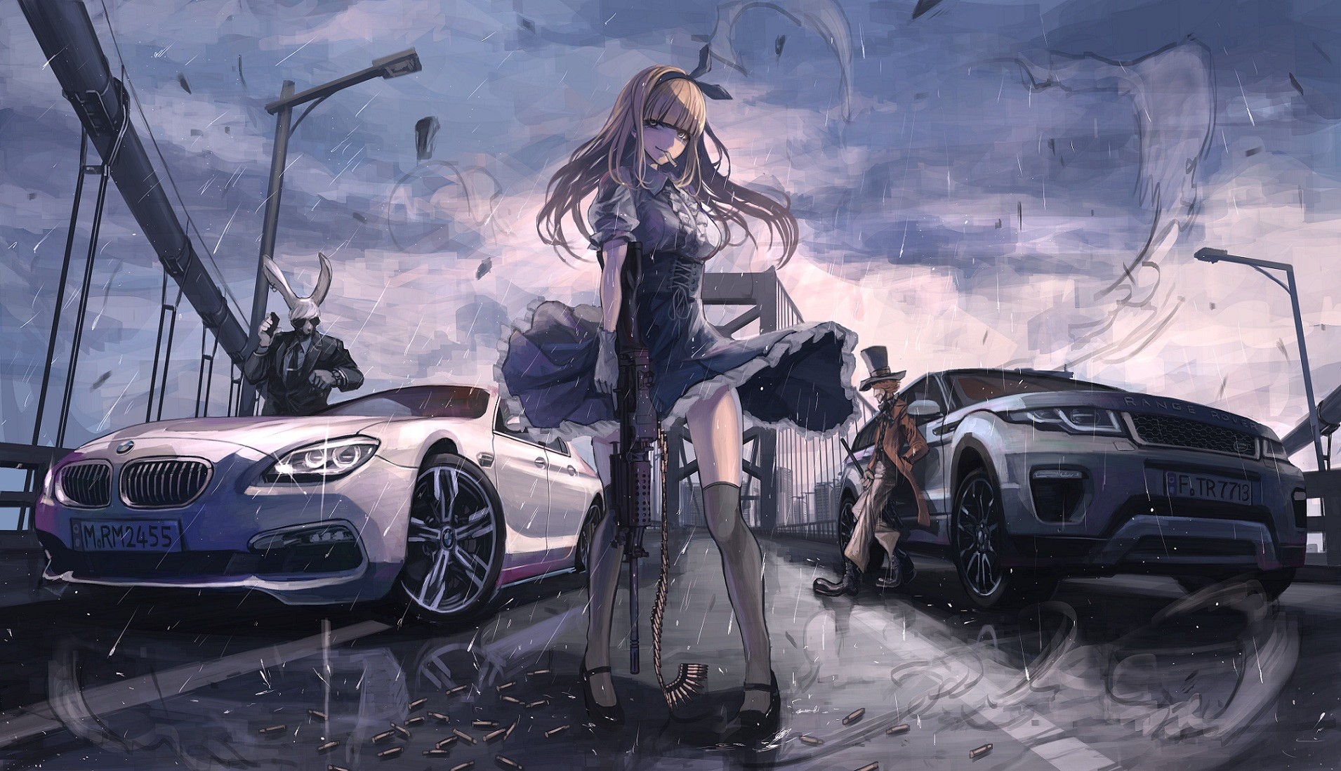 Anime Anime Girls Alice In Wonderland Mad Hatter Car Gun Weapon BMW Range Rover Bridge BMW F12 F13 F 1910x1098