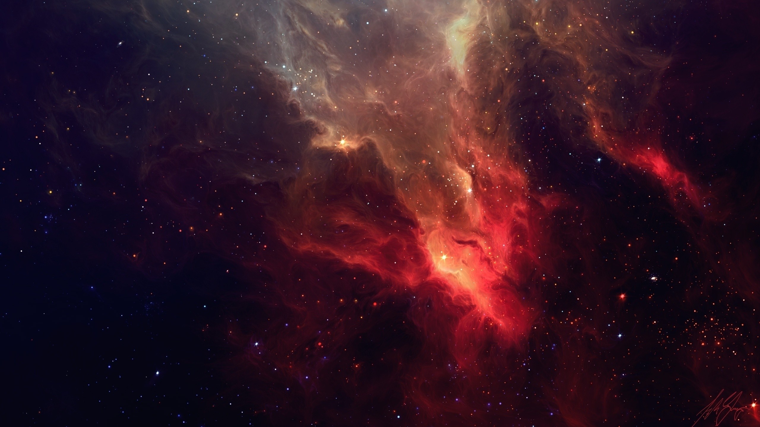 Space Nebula Space Art TylerCreatesWorlds 3D Digital Art Stars 2560x1440