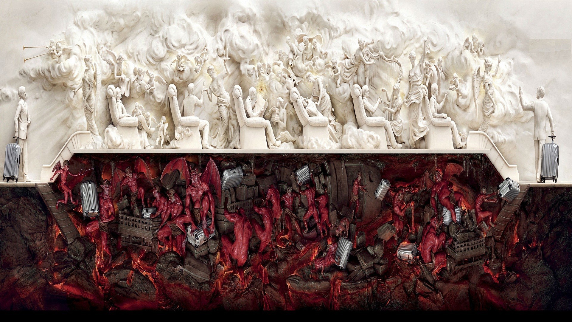 Heaven And Hell Artwork Fantasy Art Digital Art Hell Wallpaper Resolution X ID