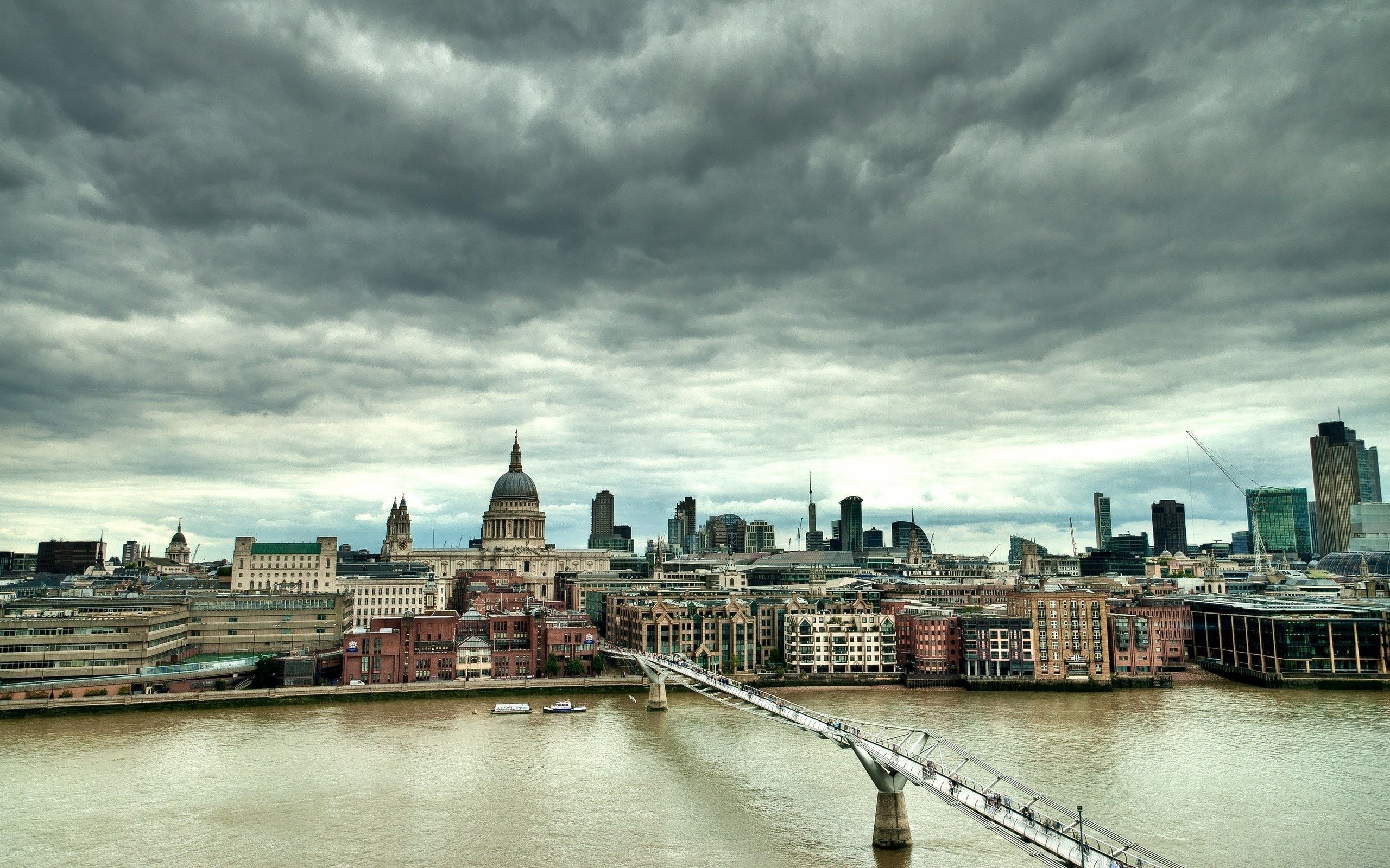 Cityscape Building River Bridge Clouds London Millennium Bridge 2560x1600