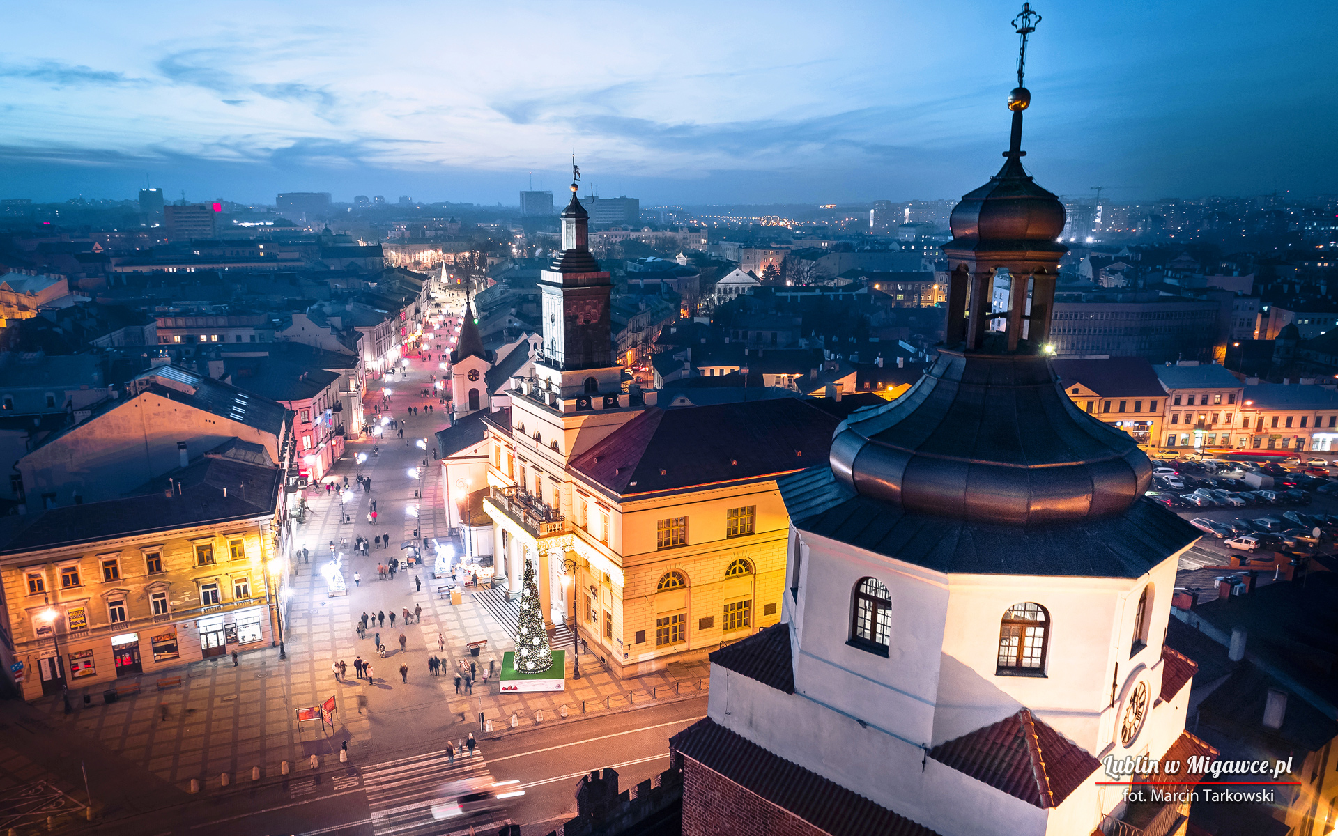 Lublin Poland Polish Cityscape Europe Tourism Tourist Lights 1920x1200