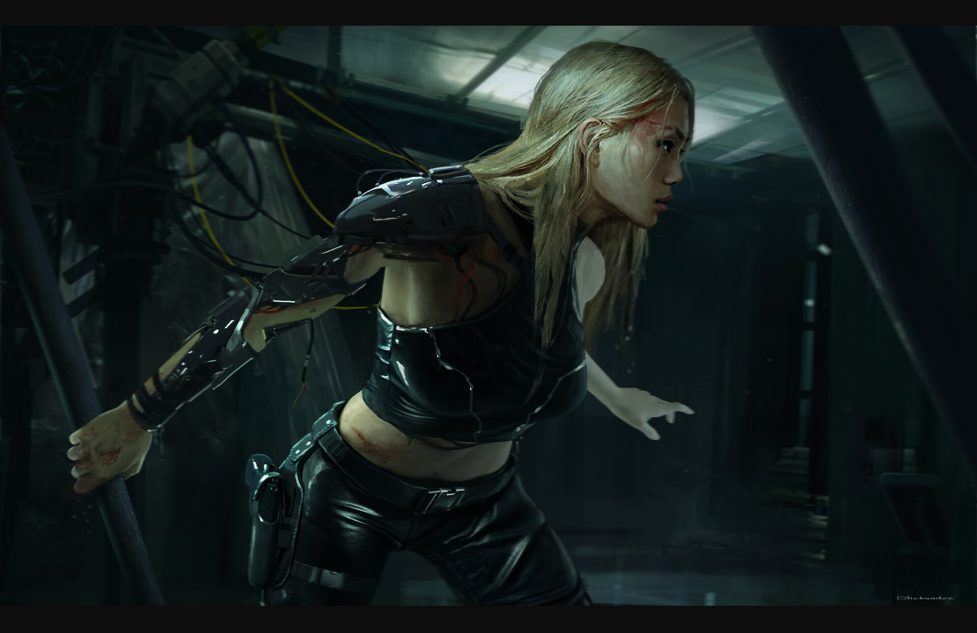 Nana Dhebuadze Artwork Fantasy Art Science Fiction Futuristic Cyberpunk Women Blonde 1920x1244