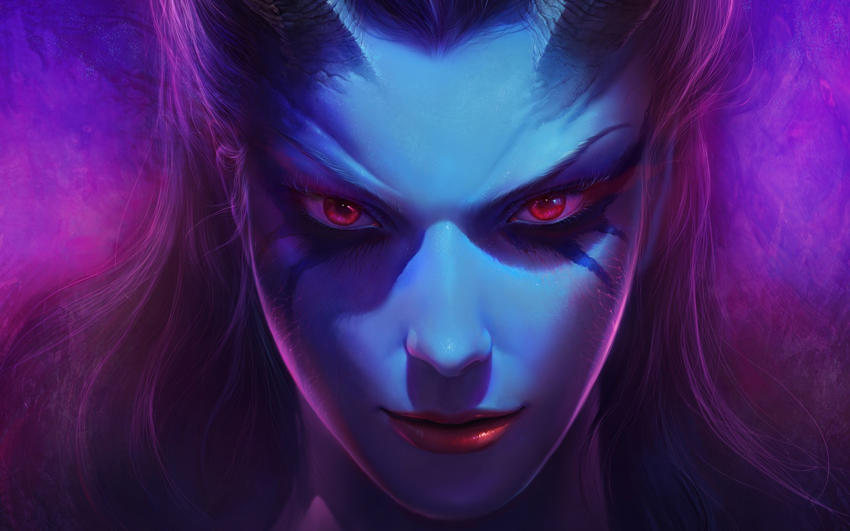 Dota 2 Queen Of Pain Digital Art Dota Face Red Eyes Fantasy Girl 1680x1050