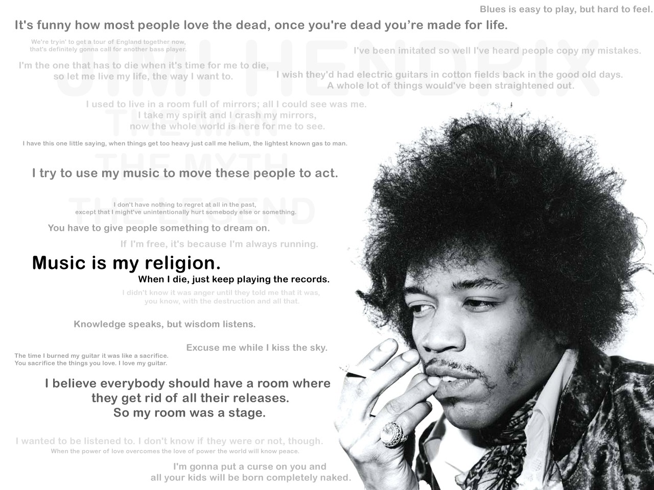 Men Singer Jimi Hendrix Guitar Blues Rock Legends Afro Quote Monochrome Face Cigarettes Musician 1280x960
