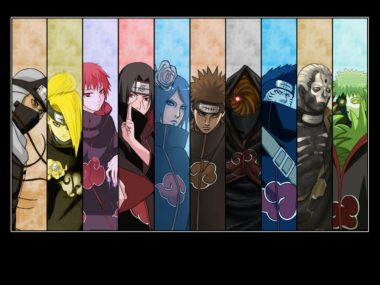 Hidan Naruto Zetsu Naruto Pain Naruto Obito Uchiha Konan Naruto Sasori Naruto Deidara Naruto Kisame  1600x1200