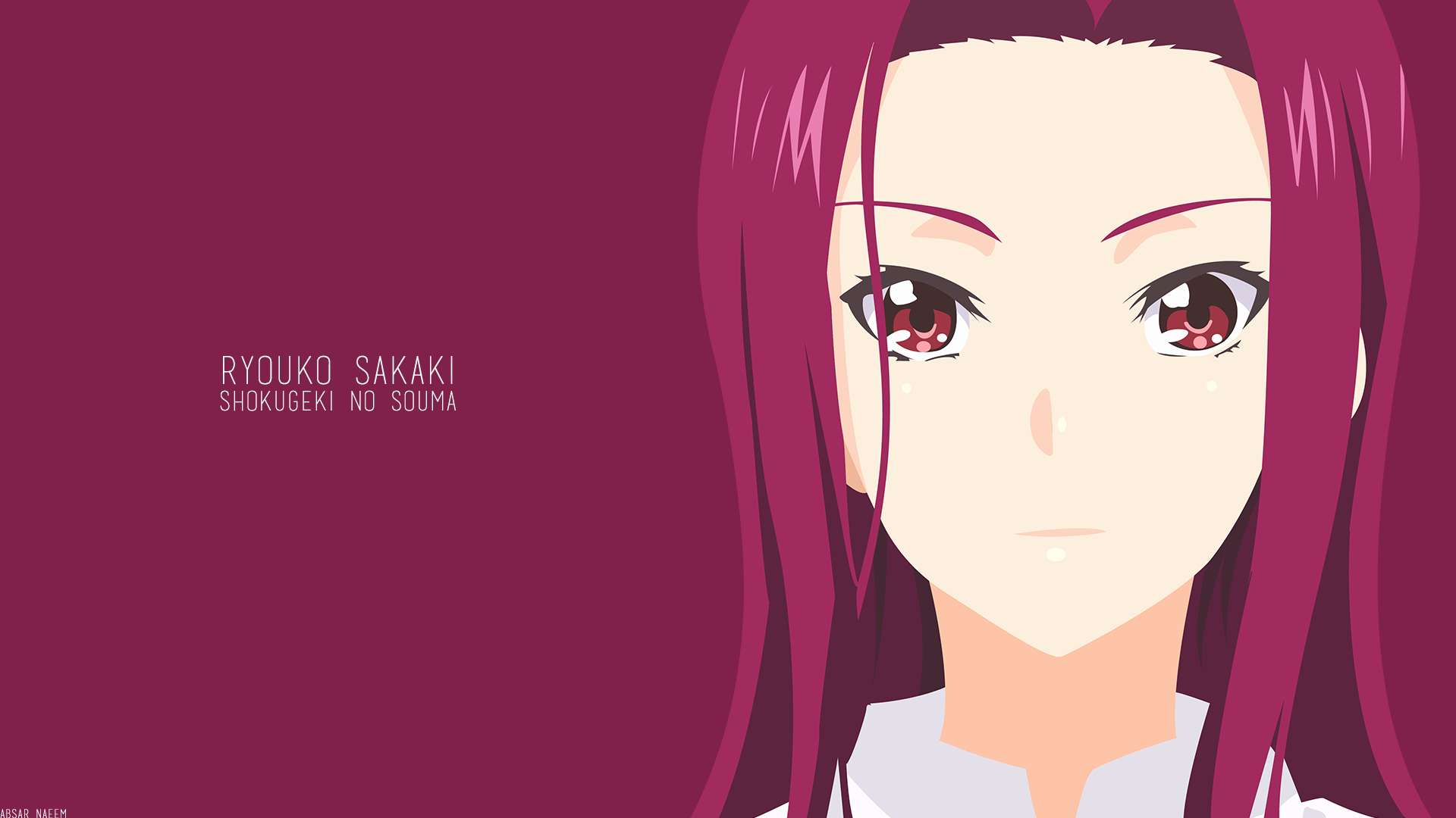 Shokugeki No Souma Anime Girls Face Anime Simple Background Purple Hair 1920x1080