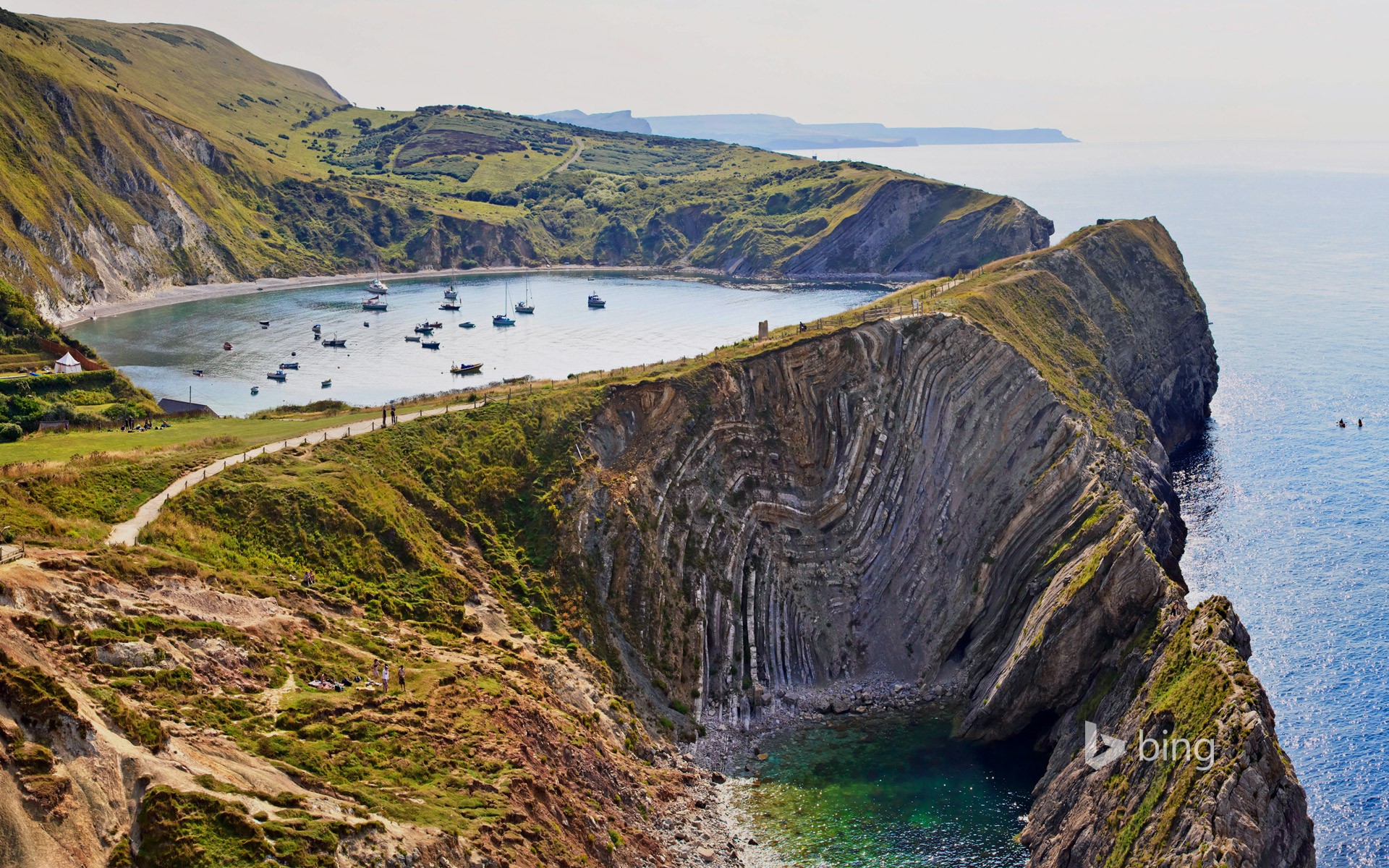 Nature Landscape Cliff Lake Boat Coast Coves England UK 1920x1200