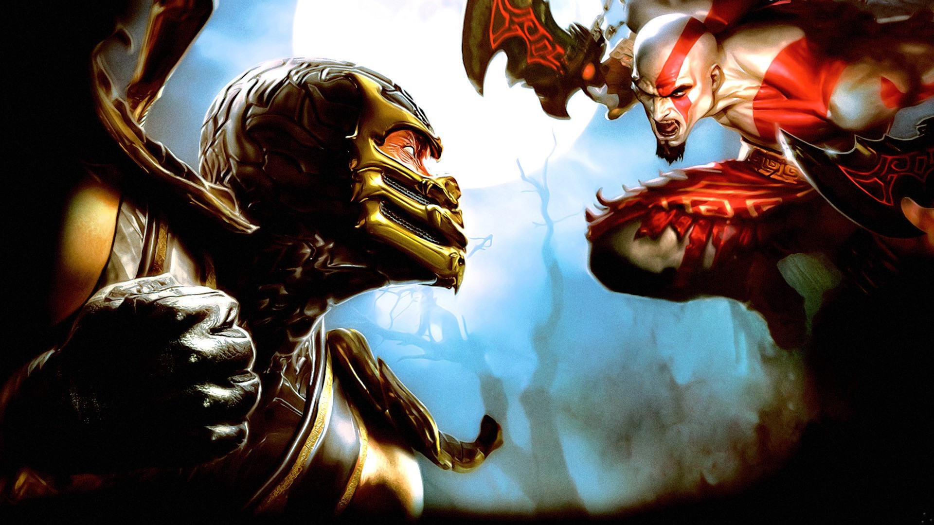 Mortal Kombat Scorpion Character Kratos God Of War 1920x1080