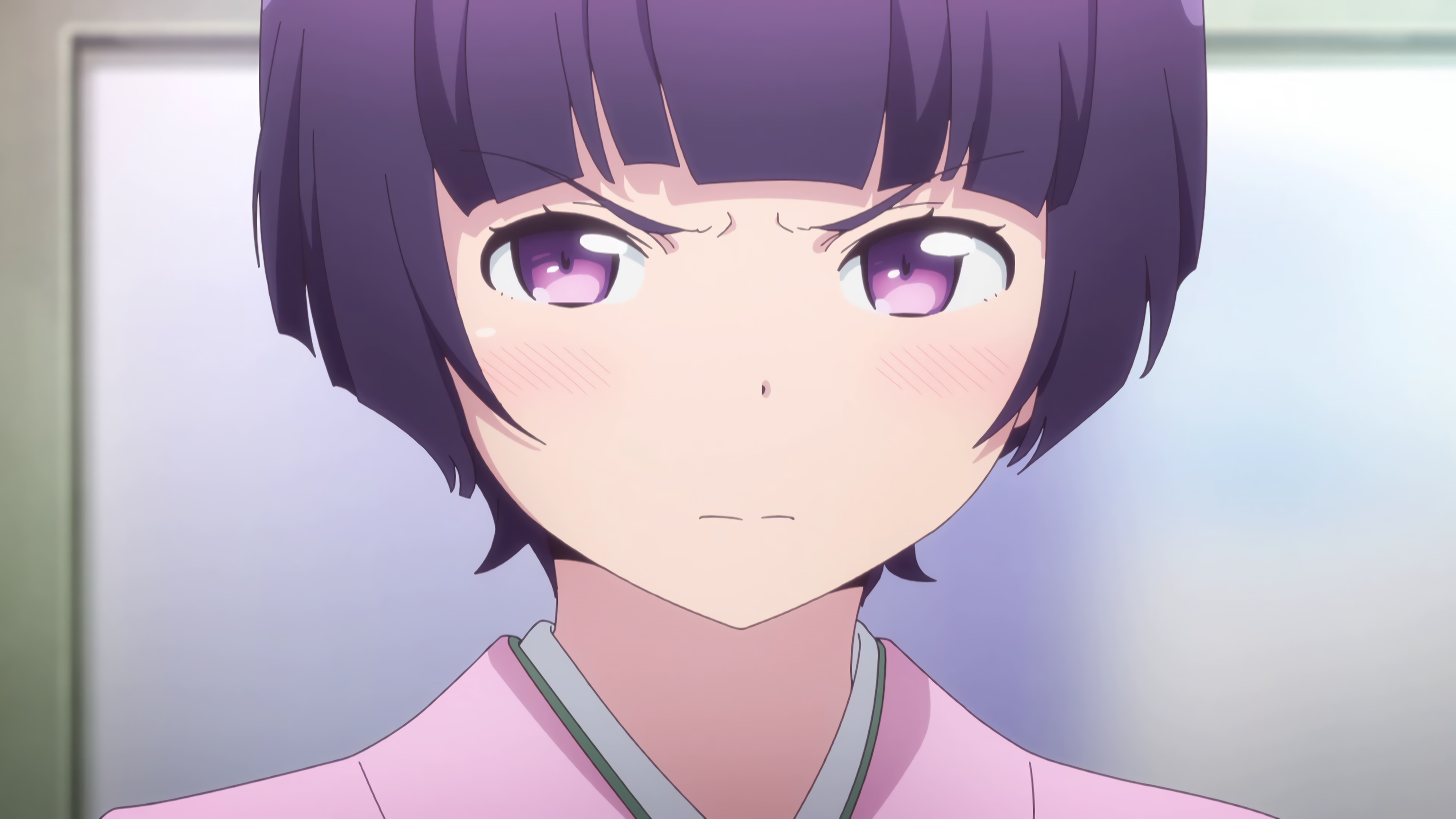 Eromanga Sensei Senju Muramasa Anime Girls Purple Eyes Purple Hair Angry Anime Face 3072x1728
