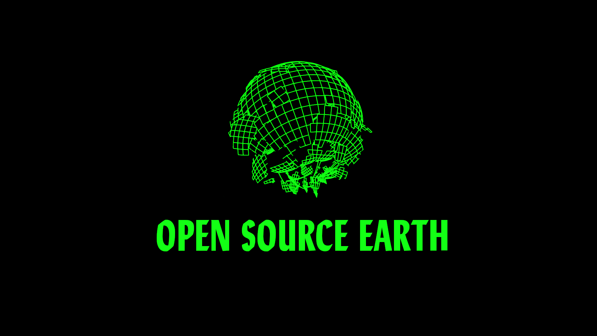 Tech Minimalism Open Source Grid Sphere Simple Background Green Black Background 1920x1080