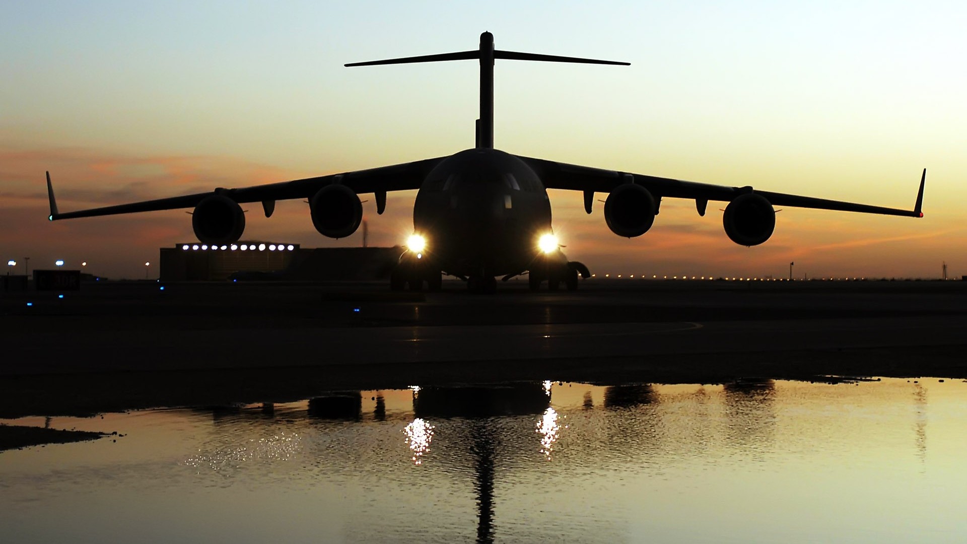 Military Aircraft Airplane Jets C 17 Globmaster Silhouette Aircraft Military 1920x1080