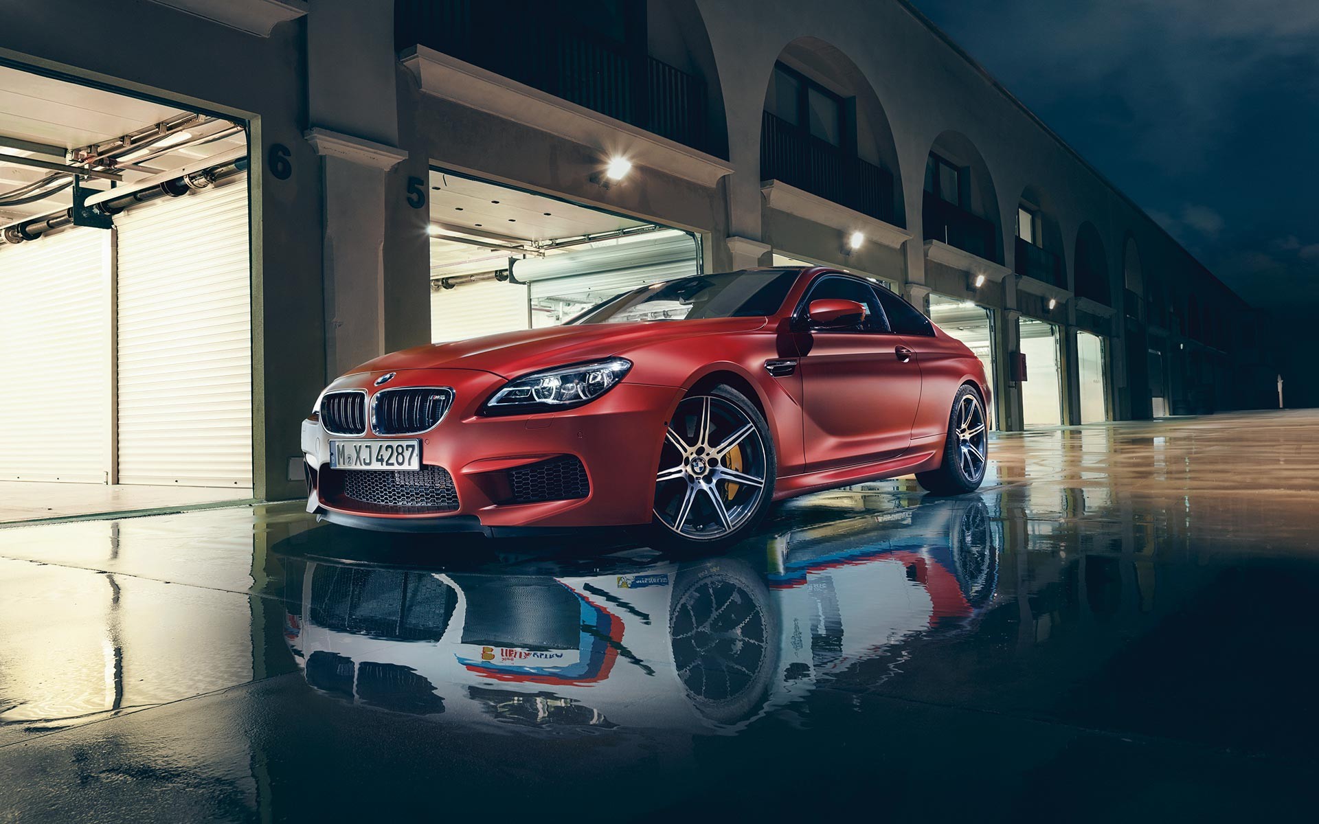 Car BMW Sports Car Urban Building Dtm Reflection Night Lights Garages Red Cars Coupe BMW M6 BMW 6 Se 1920x1200