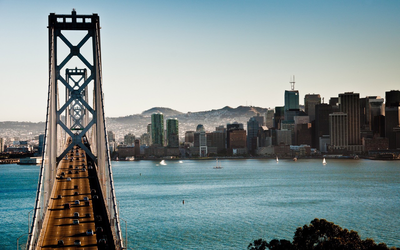 Bridge San Francisco San Francisco Oakland Bay Bridge Traffic City Cityscape 1280x800