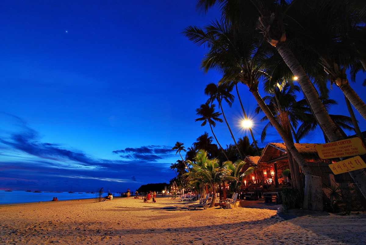 Beach Dusk Philippines Palm Trees Night 1200x803
