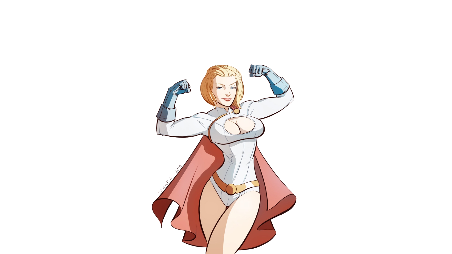 Power Girl Blonde Woman Cape Glove Belt 1920x1080