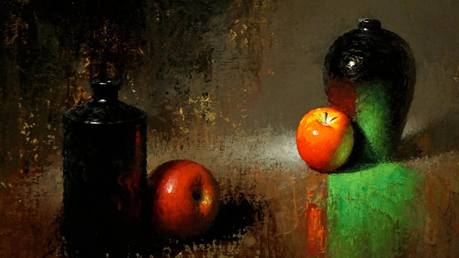 Classic Art Jars Brown Apples Artwork 1600x900