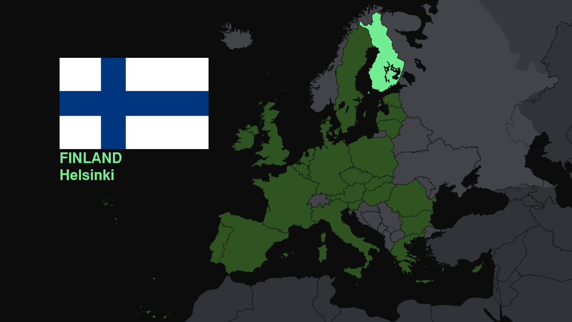 Flag Finland Europe Map Helsinki Cold 1920x1080
