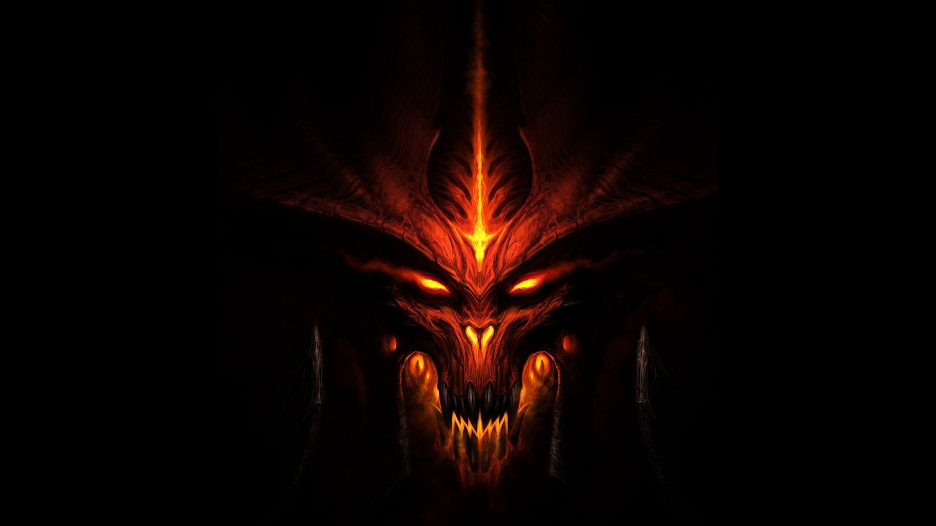 Diablo Iii Dark Evil Diablo Fantasy Art Face Eyes Fire Video Games Simple Background Black Backgroun 1920x1080